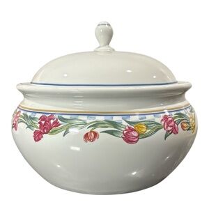 Lenox Casual Images Country Tulips 2.5 Qt Round Covered Casserole Dish 9"